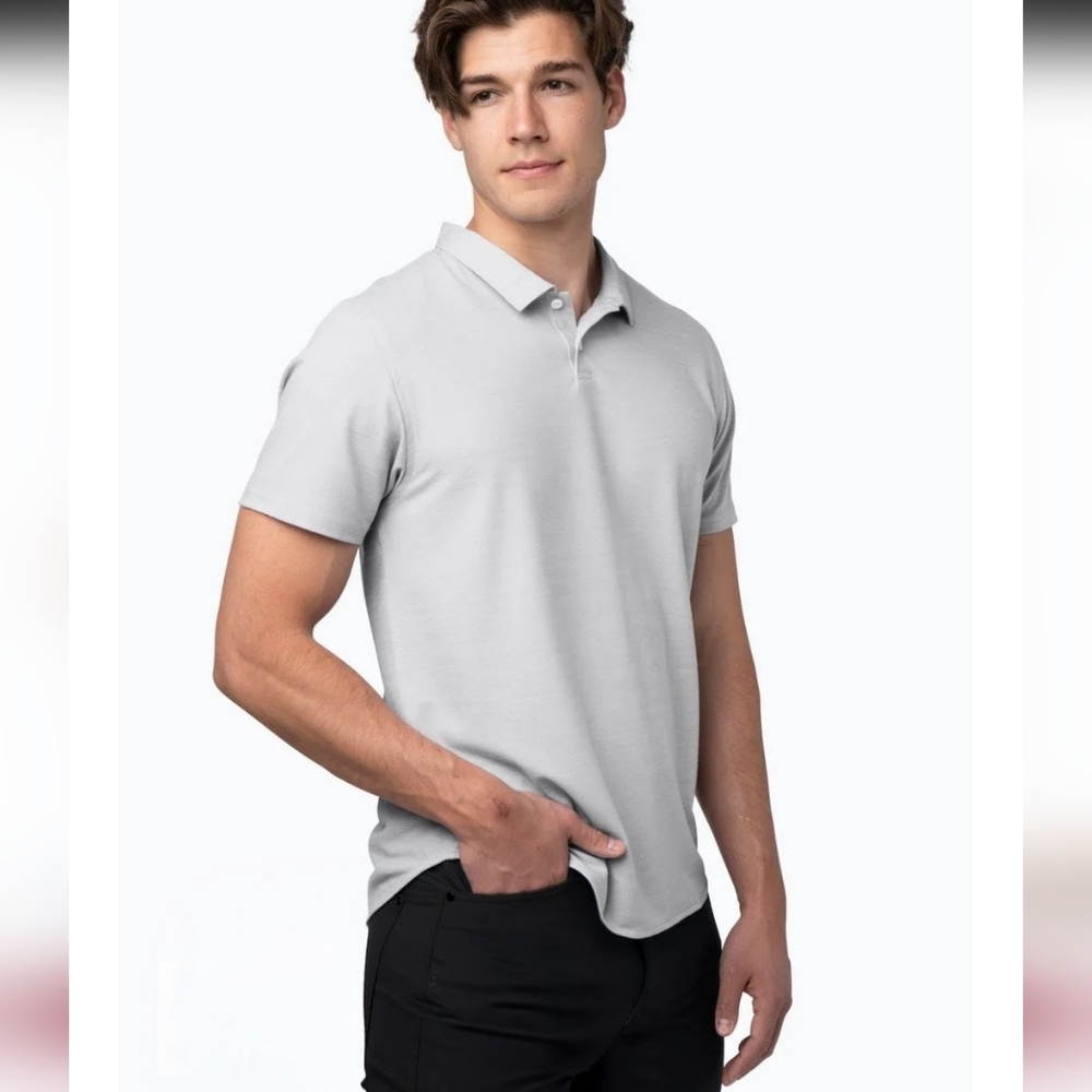 Western Rise Men's Classic Wool Blend Polo Shirt In Smoke Size L